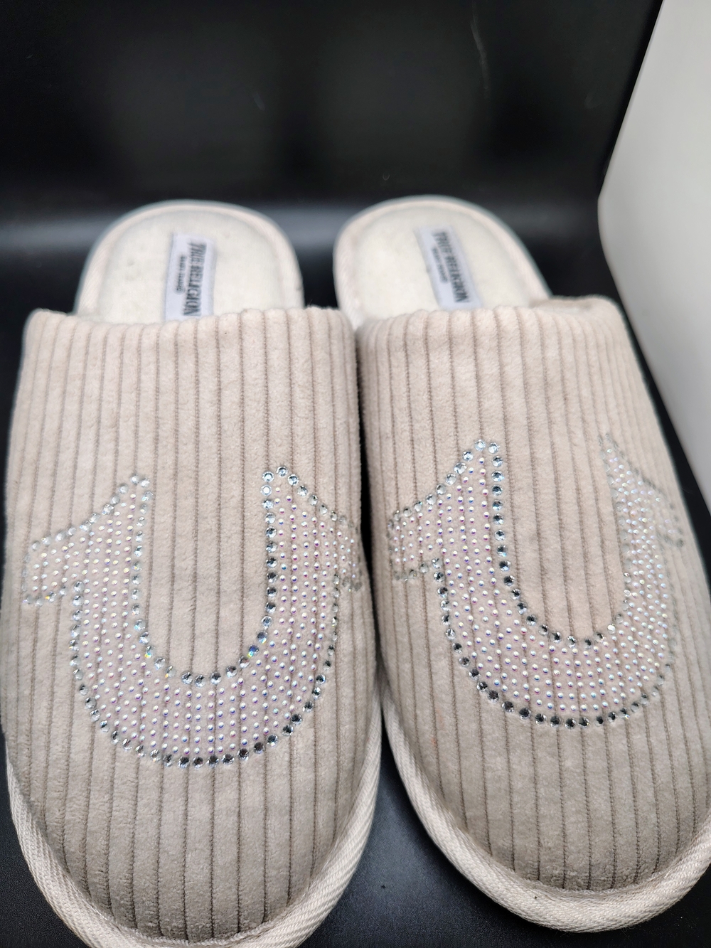 True Religion Women's Quilted Slide Slippers in Beige